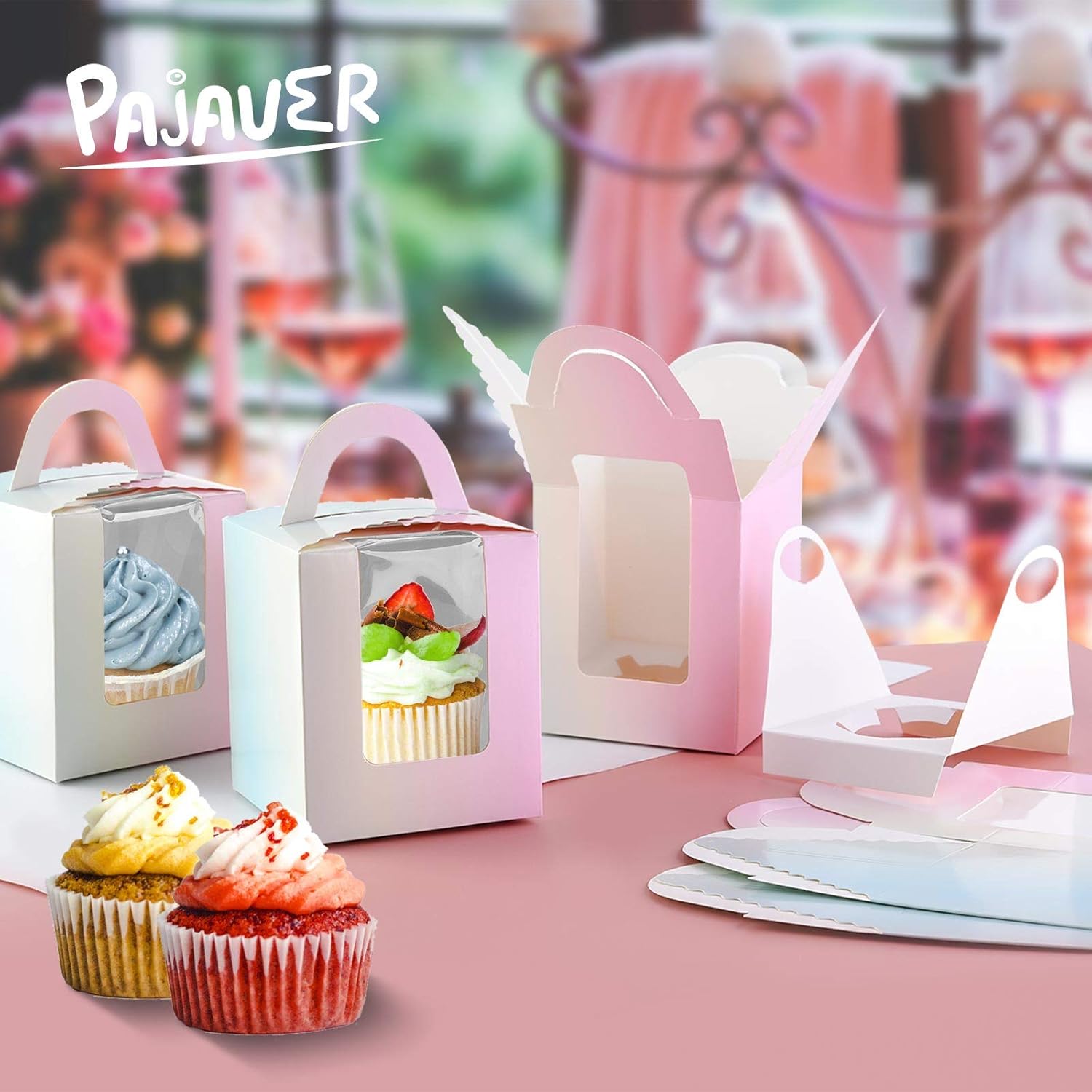 Buy Pajaver 20 Pcs Single Cupcake Boxes with Window, Individual Cupcake