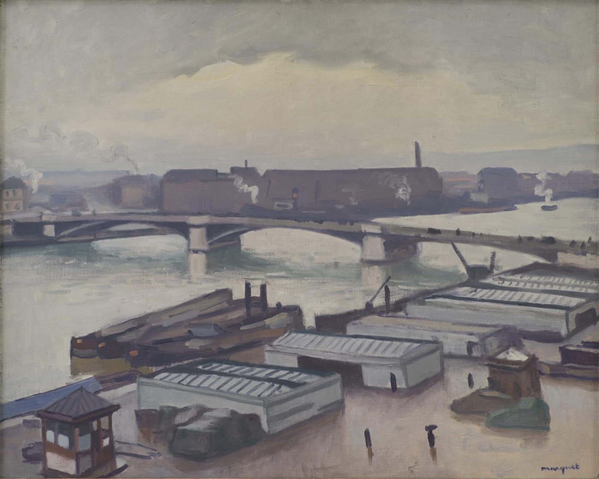 POSTERIIk Vintage Classic Picture Landscape Artwork Quai De Paris At Rouen Rainy Weather by Albert Marquet Portrait Canvas Painting for Office Home Decor 60x90cm