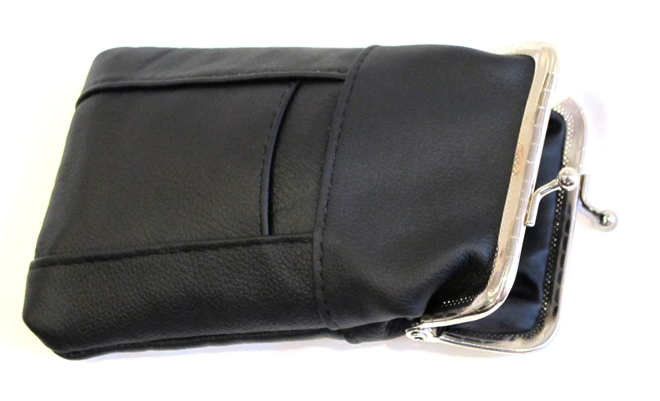 2pc 2 Color Set Genuine Leather Cigarette Case Pouch Fit 120's or Smaller Pack 1pc Black + 1pc Dark Pink