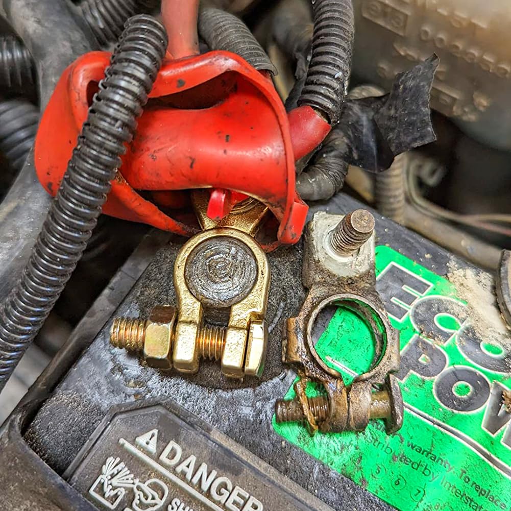 Morsetti terminali batteria in ottone Ampper, set di connettori terminali batteria top post per veicoli marini auto barca RV (1 coppia