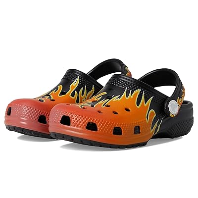 Crocs Kids Classic Clogs with Patterns and Graphics (Toddler) Kids Shoes Black/Multi Flames