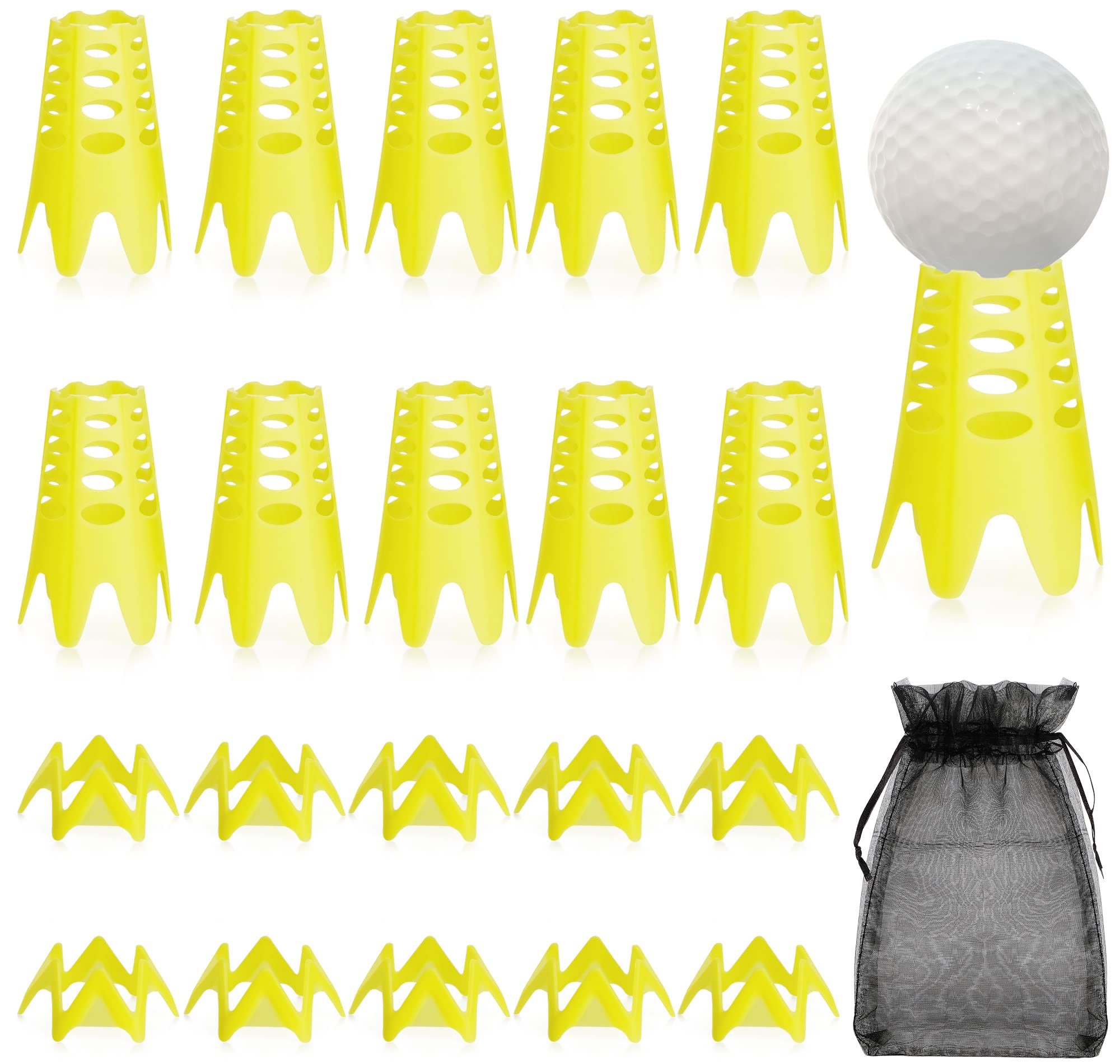 Golf Simulator Tees 20Pcs Plastic Golf Tees for Outdoor Indoor Home Training Practice Simulator Golf Tees Golf Mat Tees for Winter Turf Driving Range 10 Tall+10 Short+1 Mesh Bag