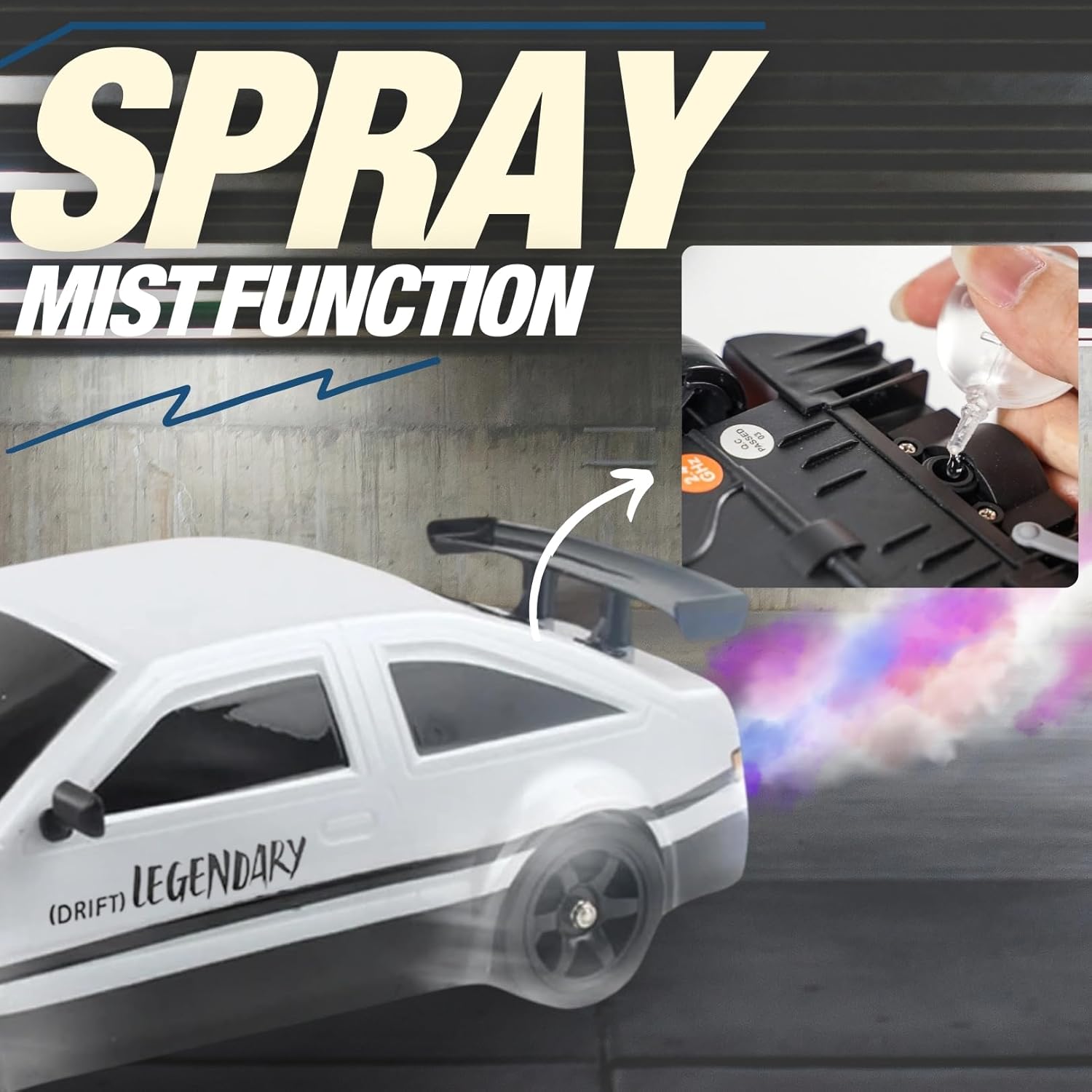 Liberty Imports RC Drift Car 1/16 2.4GHz 4WD Remote Control Sport Racing On-Road Vehicle with LED Light, Batteries and Drift Tires (White)