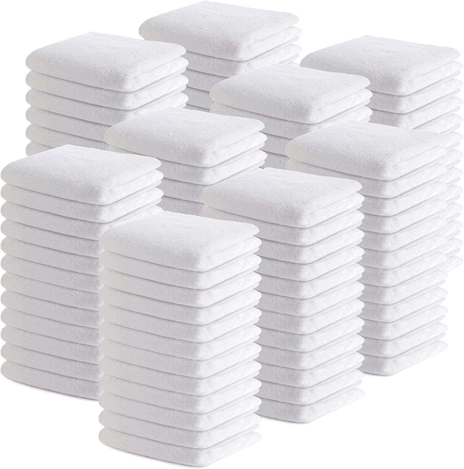 Buryeah 400 Pieces Wash Cloths Bulk Face Cloths Cotton Washcloths Set Hand Towels Absorbent for Bathroom Soft Cleaning Rags for Bath Body Spa Gym Kitchen Dish (12 x 12 Inches)