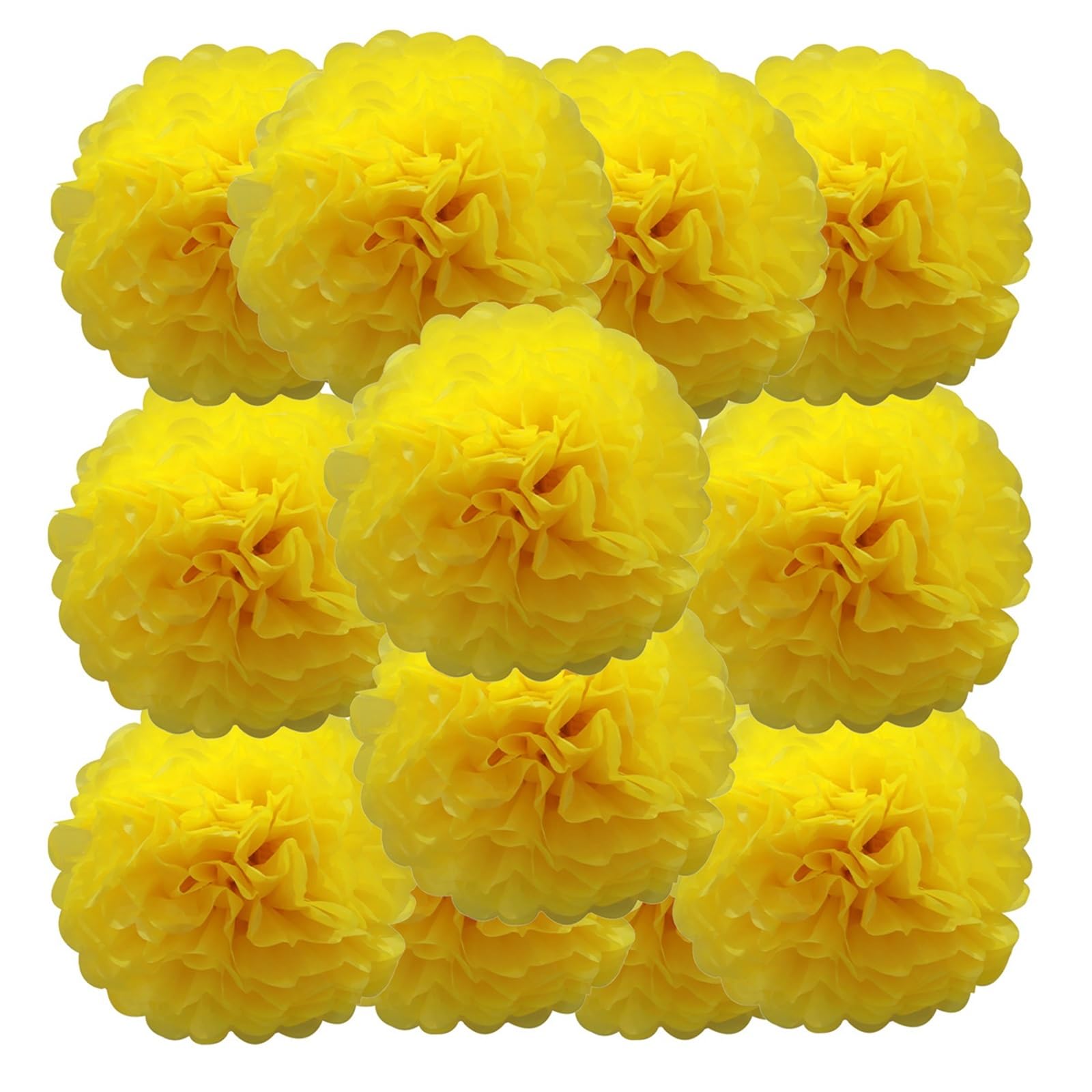 Paper Lanterns 26colors 12pcs Each 10inch Paper Pompom for Wedding Birthday Summer Halloween, , Party Decoration(Yellow)