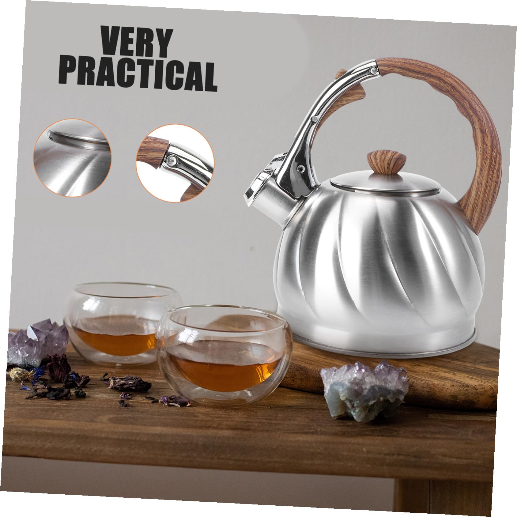 VALICLUD Tetera de Acero Inoxidable con Silbato Automático para Cocina Resistente y Práctica Compatible con Fogones Inducción Segura para Uso Diario