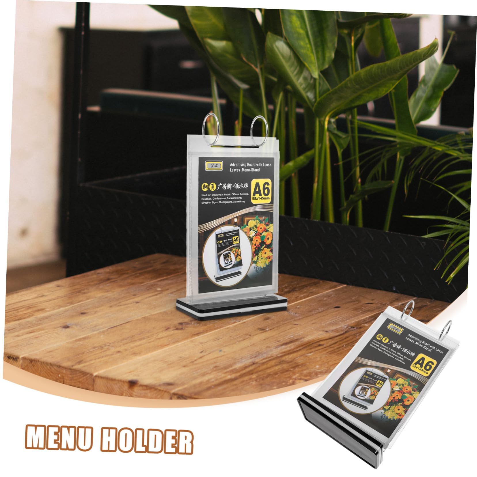 DOITOOL 10 Piezas Soporte de Menú de Escritorio con Base para Exhibición de Restaurantes Soporte Transparente para Menús y Carteles para Eventos y Ferias