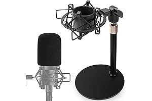 AT2020 Desktop Microphone Stand with Shock Mount and Pop Filter