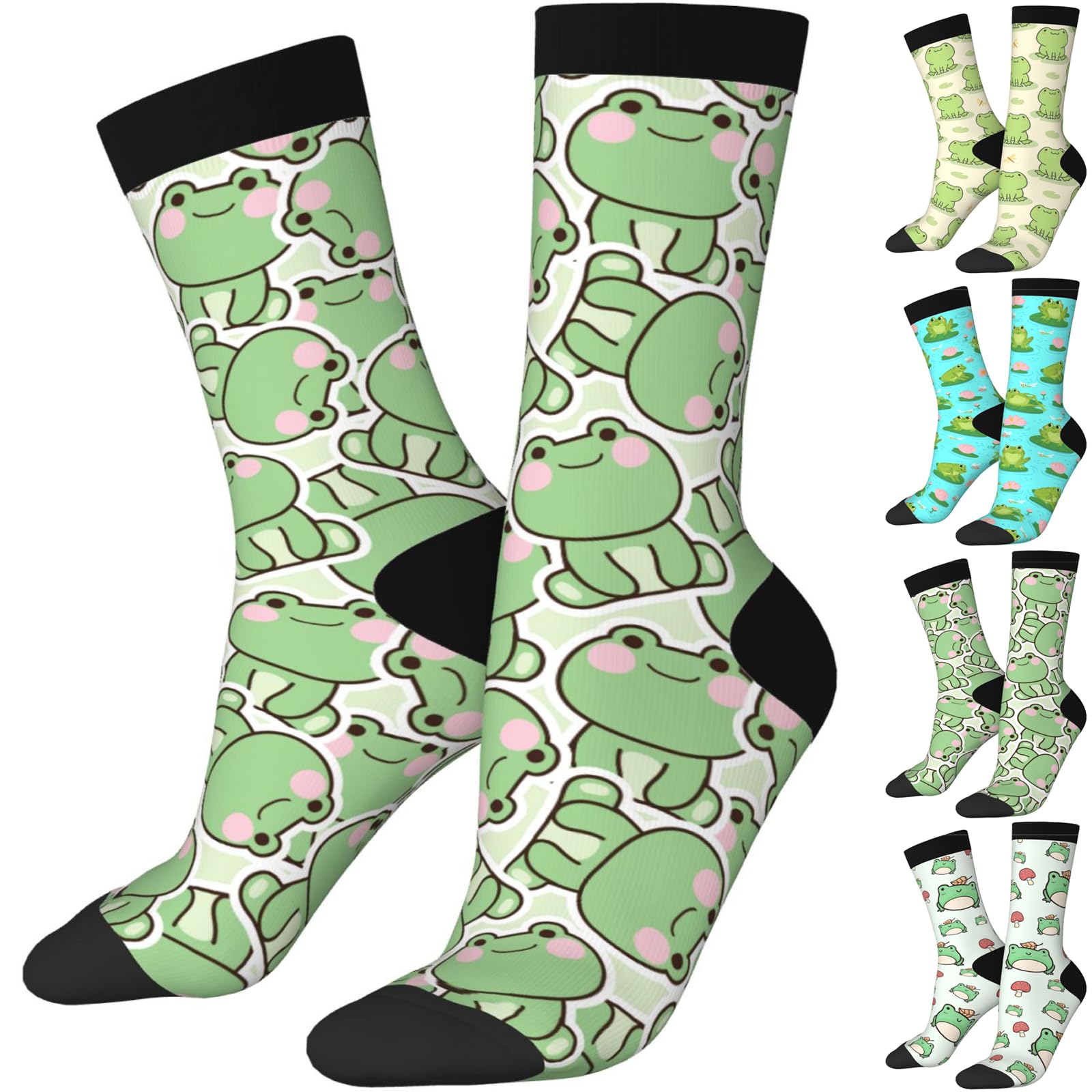 Bufhje Unisex Frog Gifts Cute Funny Crew Frog Socks For Frog Lover, Cute Frog Printed Casual Novelty Sock Frog Gifts For Men Women
