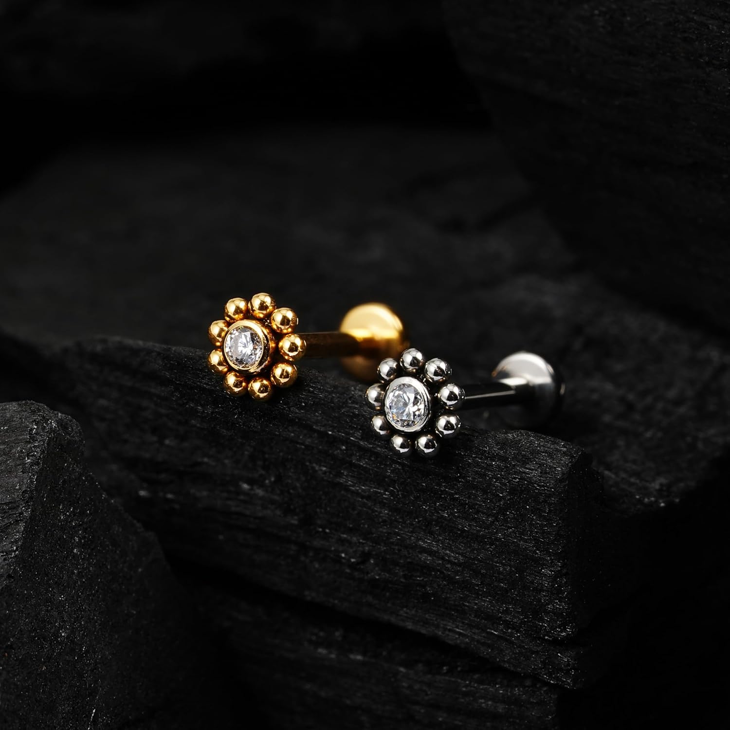 FINE4U Mini Threadless Flat Back Earring Stud for Tragus Conch Helix 18G 6mm 8mm - ASTM F136 Titanium Cartilage Piercing Jewelry - Image 7