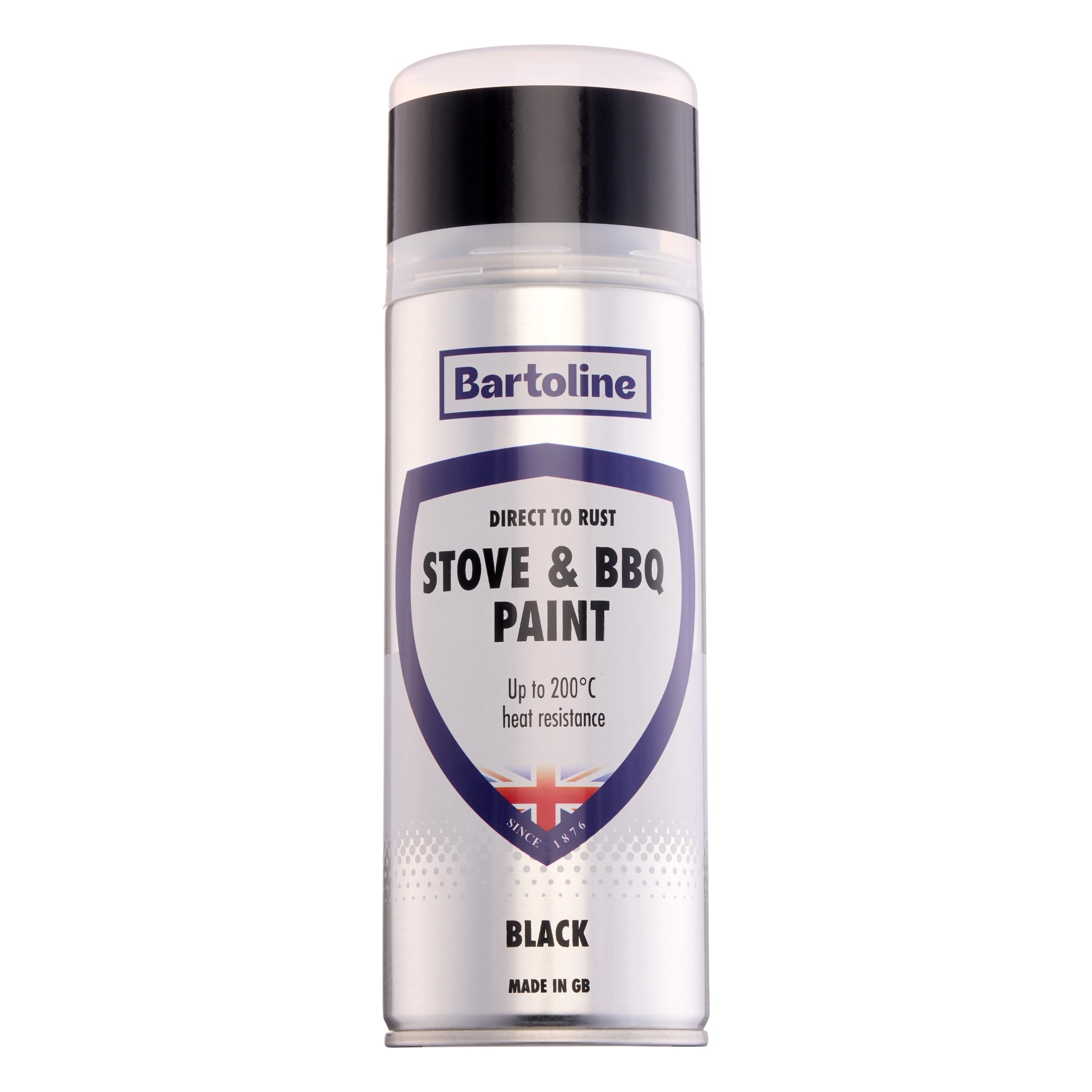 Bartoline Direct to Rust Stove and BBQ Paint Black 400ml Matt Finish Heat Resistant Spray up to 200°C No Primer Needed All-in-One Paint for BBQs, Stoves, Fireplaces, PipesandAutomotive