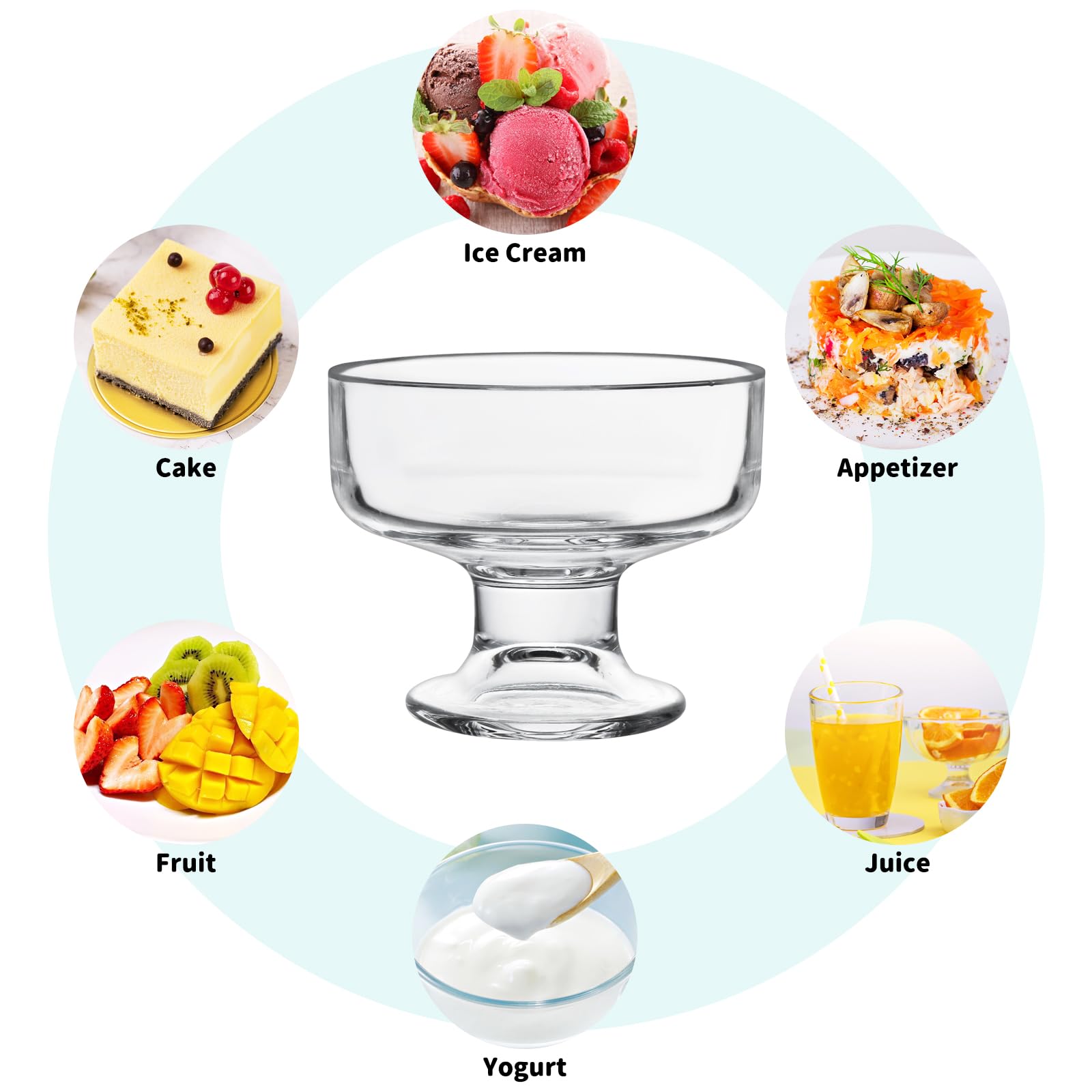 Juego de 6 vasos de helado para helado, cuencos de postre de vidrio de 200 ml, cuencos transparentes para helado, vasos de cóctel de gambas, cuencos para servir postres, pudín, aperitivos