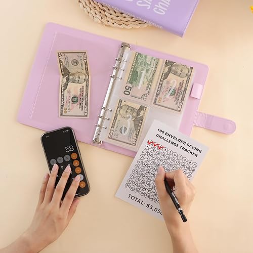 Miniatura 7 de Desafío de ahorro de dinero de 100 sobres, carpeta de desafío de 100 sobres, carpeta de desafío de ahorro de dinero de 100 días con sobres de