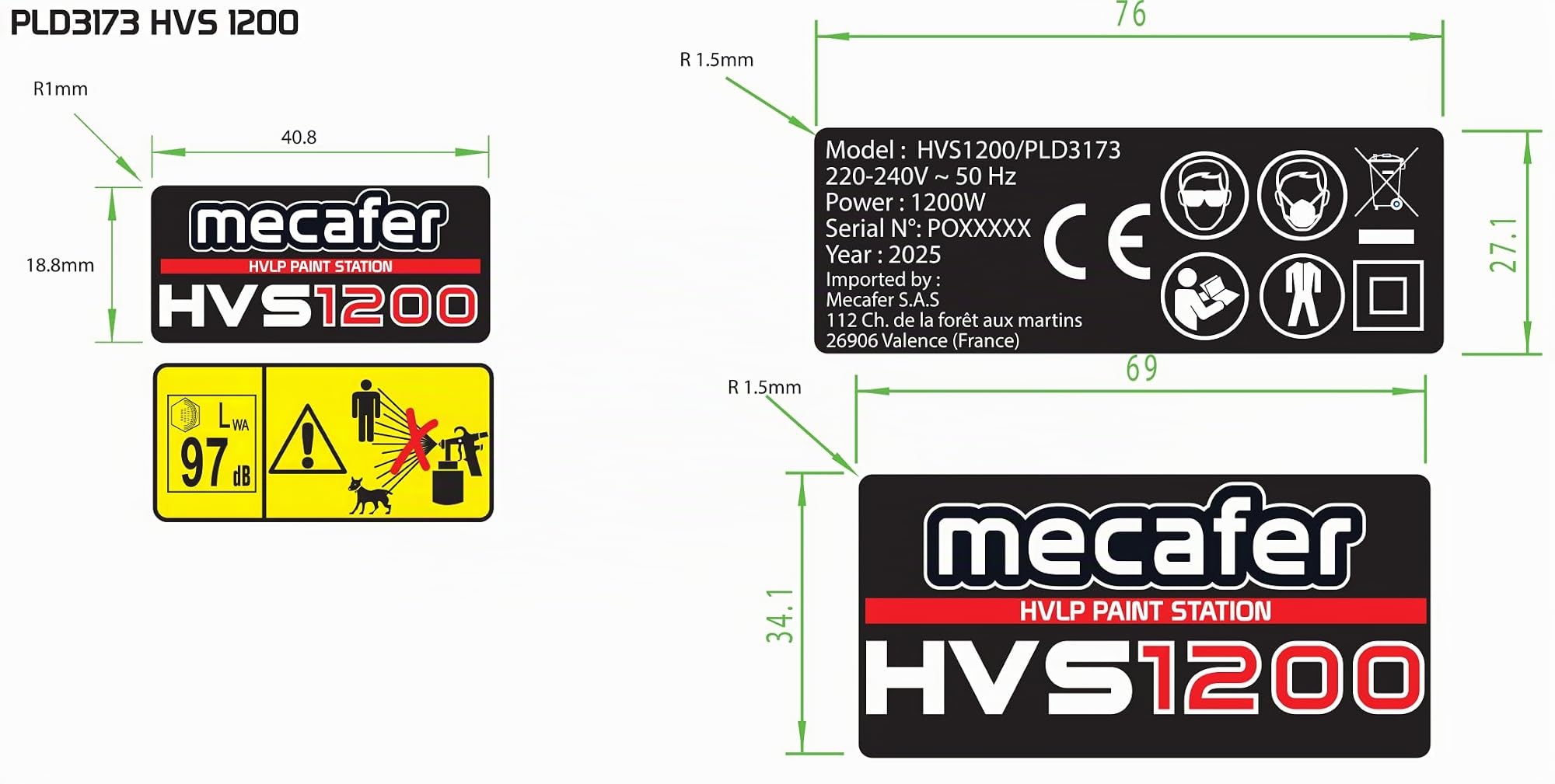 Mecafer 490120 HVS1200 Station de Peinture mobile