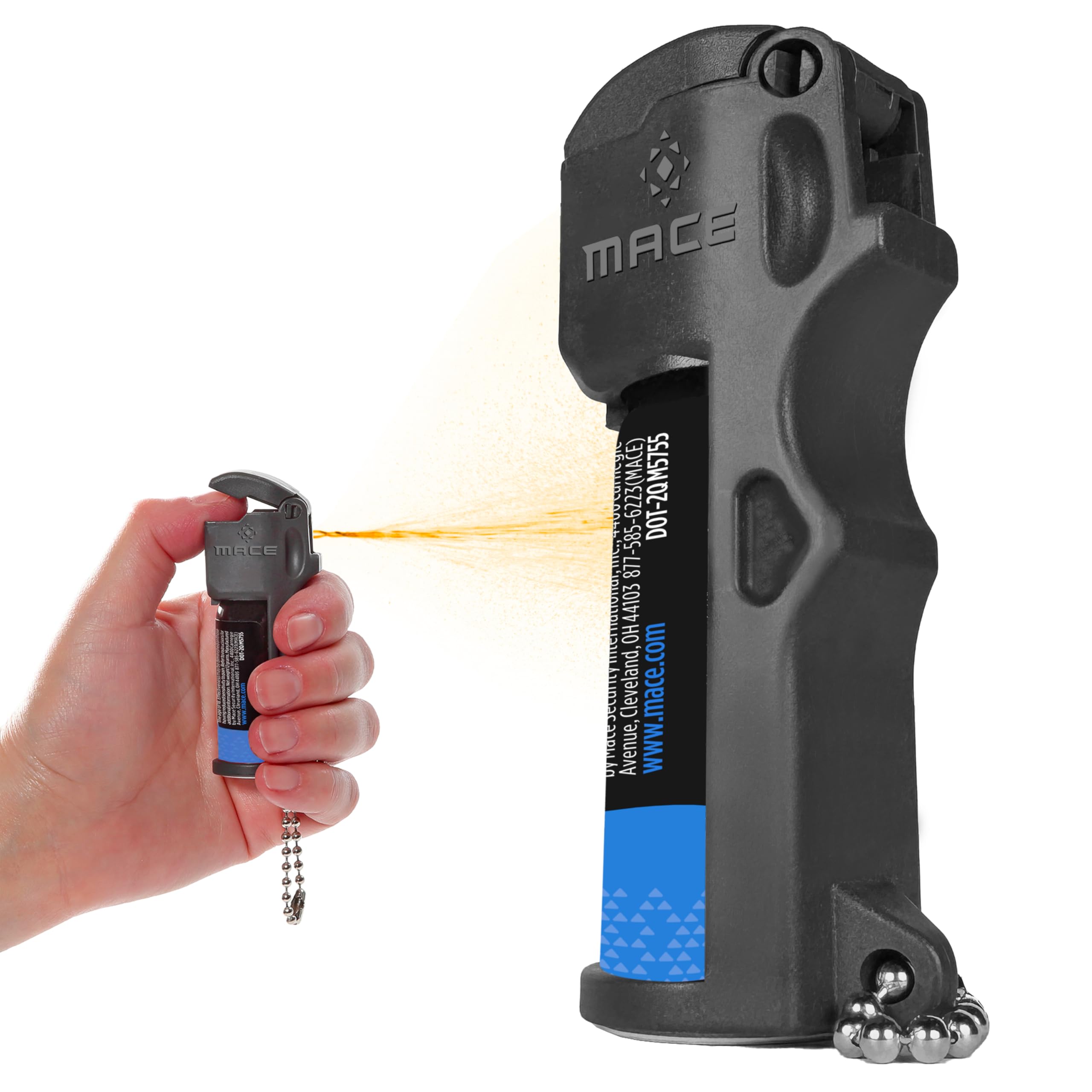 Mace Pepper Spray - 3-in-1 Formula Max Police Strength OC with Tear Gas & UV Dye, Fast Flip Top, Finger Grip for Handling & Accuracy, Triple Action Models, Self Defense Pepper Spray for Women & Men