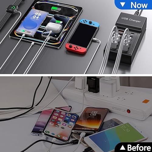 Miniatura 3 de Cargador multiUSB, estación de bloque de carga USB C, 50 W, 12 puertos, múltiples USB C, concentrador USB compatible con iPhone 16 Pro