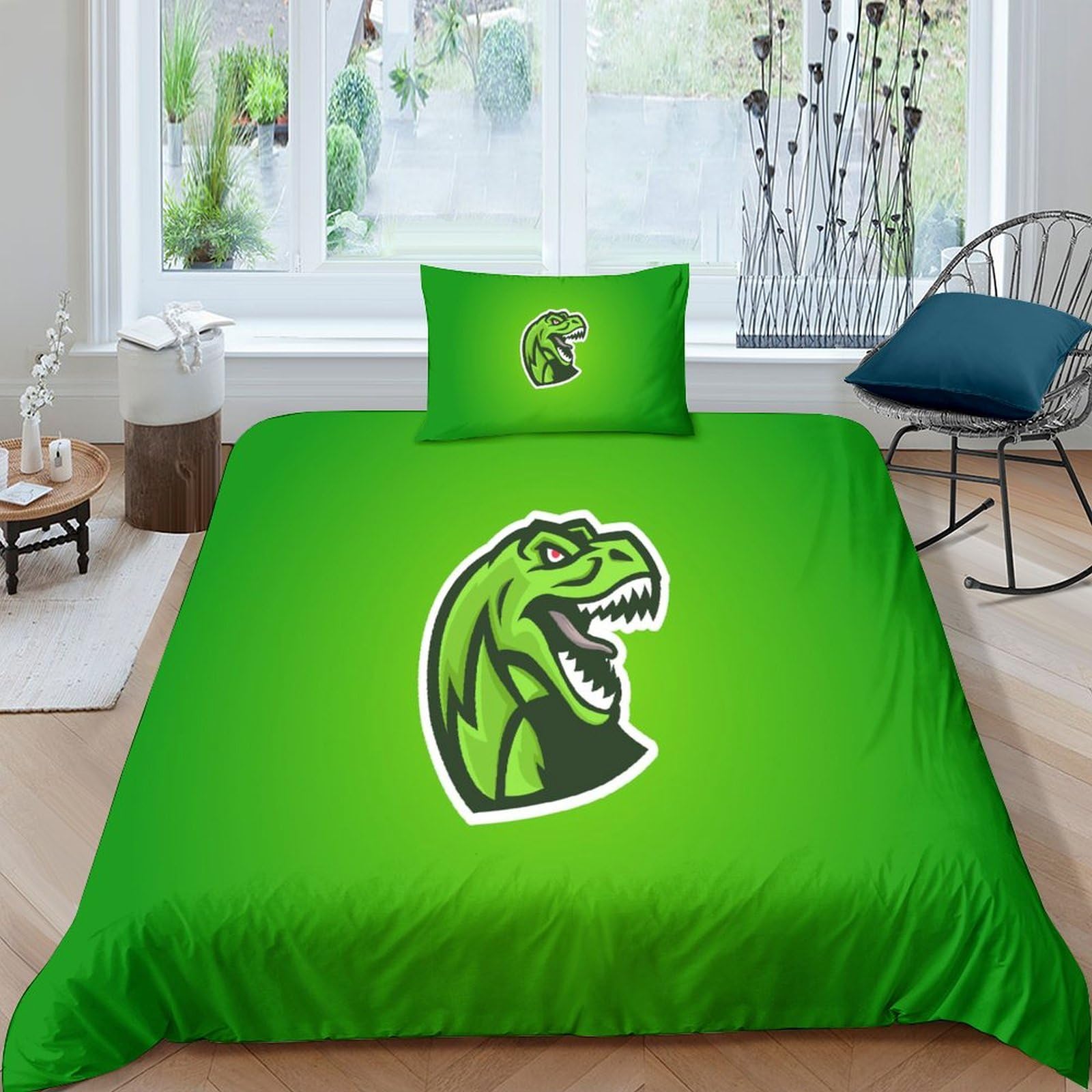 Housse de couette dinosaure anti-transpiration lit simple 135x200 douce