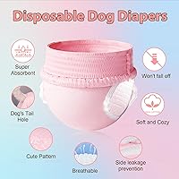 Vista 5 de Ambreview Pañales Desechables para Perras, Solo Póntelos, Pañales para Perras Hembras, Fuerte Absorción A Prueba de Fugas, para Perras en Celo