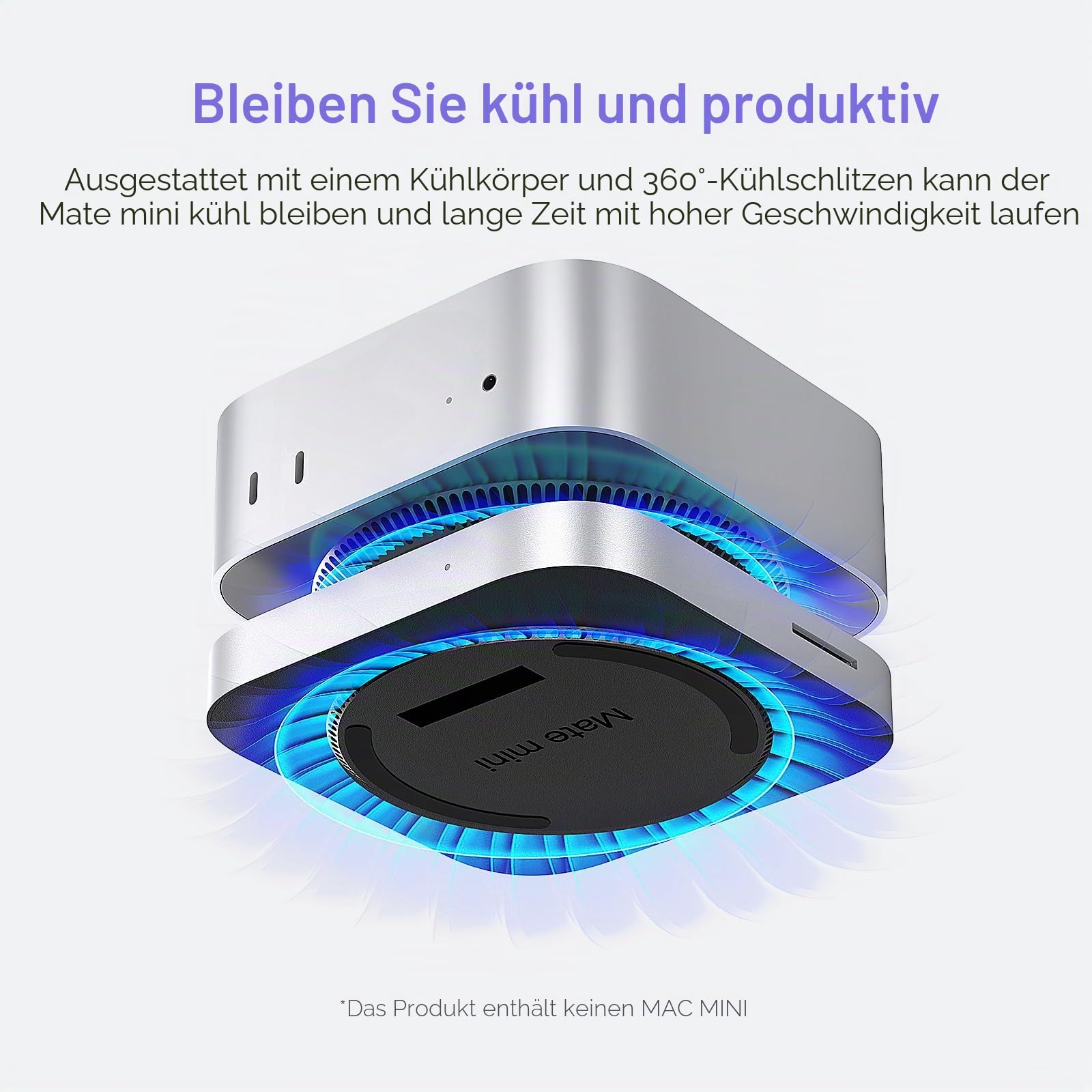 Mate Mini-A Thunderbolt 5 Mac Mini M4 Dock & Ständer, Dual PCIex2 SSD Slot, Max 16TB Erweiterung, PD3.0 Port, SD4.0 Kartenleser, 2,5G LAN, 2 x USB A 10 Gbit/s für Laptops/Desktop-PC/Mini-PC