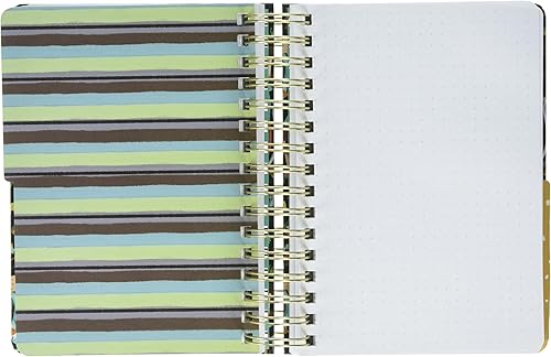 Miniatura 3 de C.R. Gibson Diario de doble alambre con detalles de lámina dorada, forraje, 480 páginas, forrado, cuadrícula e interior en blanco, cierre de banda