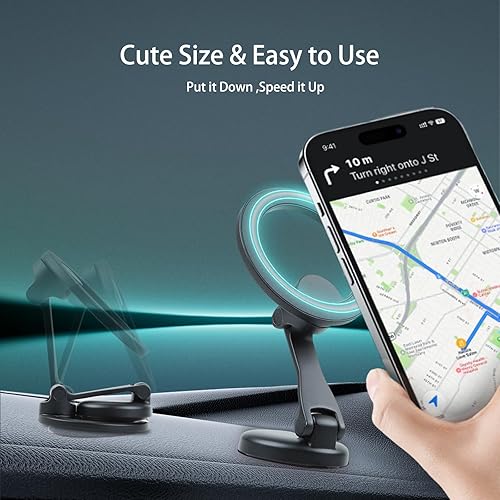 Miniatura 4 de Se adapta a MagSafe Soporte de coche para tablero universal y pantalla Tesla, aleación de zinc, plegable, manos libres, soporte de automóvil para