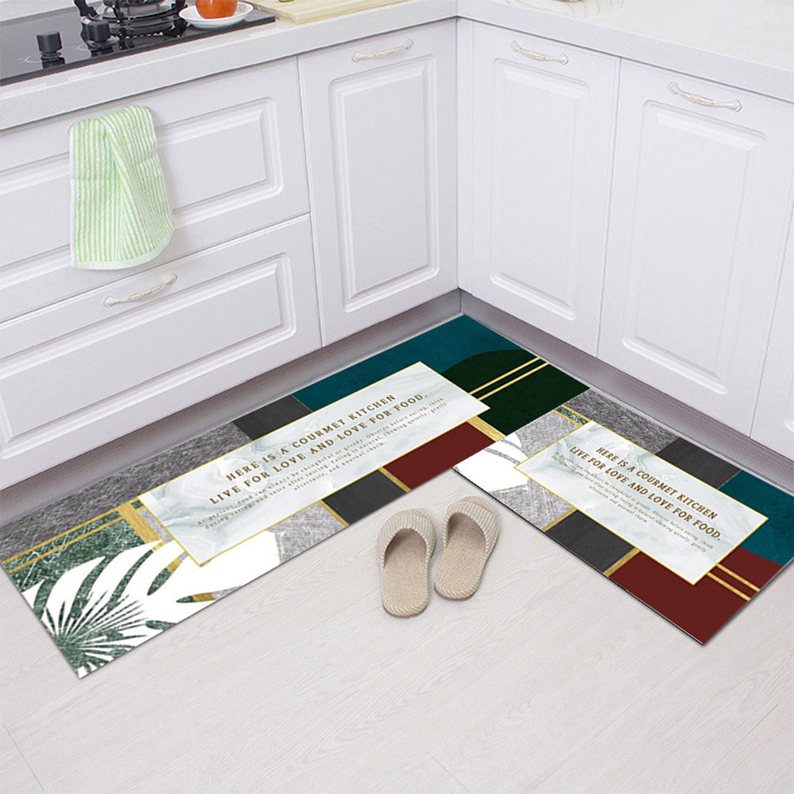 ZZUU Non-Slip Kitchen Mat Rubber Backing Doormat Runner Rug Set,Washable,Soft Touch Kitchen Rug Bathroom Shower Floor Carpet
