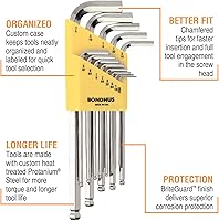 Vista 2 de Bondhus 16937 Juego de 13 llaves en L con acabado BriteGuard, longitud larga, tamaños .050-3/8 pulgadas