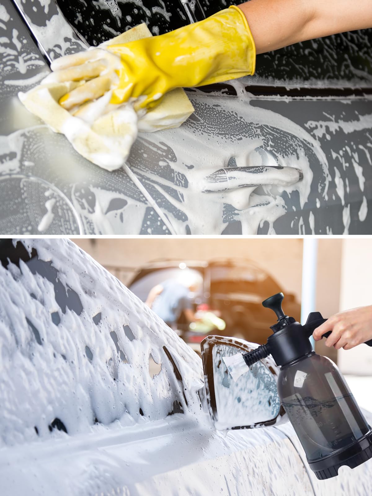2L Schaumsprüher Auto Mit 2 Düsen - Drucksprühflasche Für Reinigung & Garten