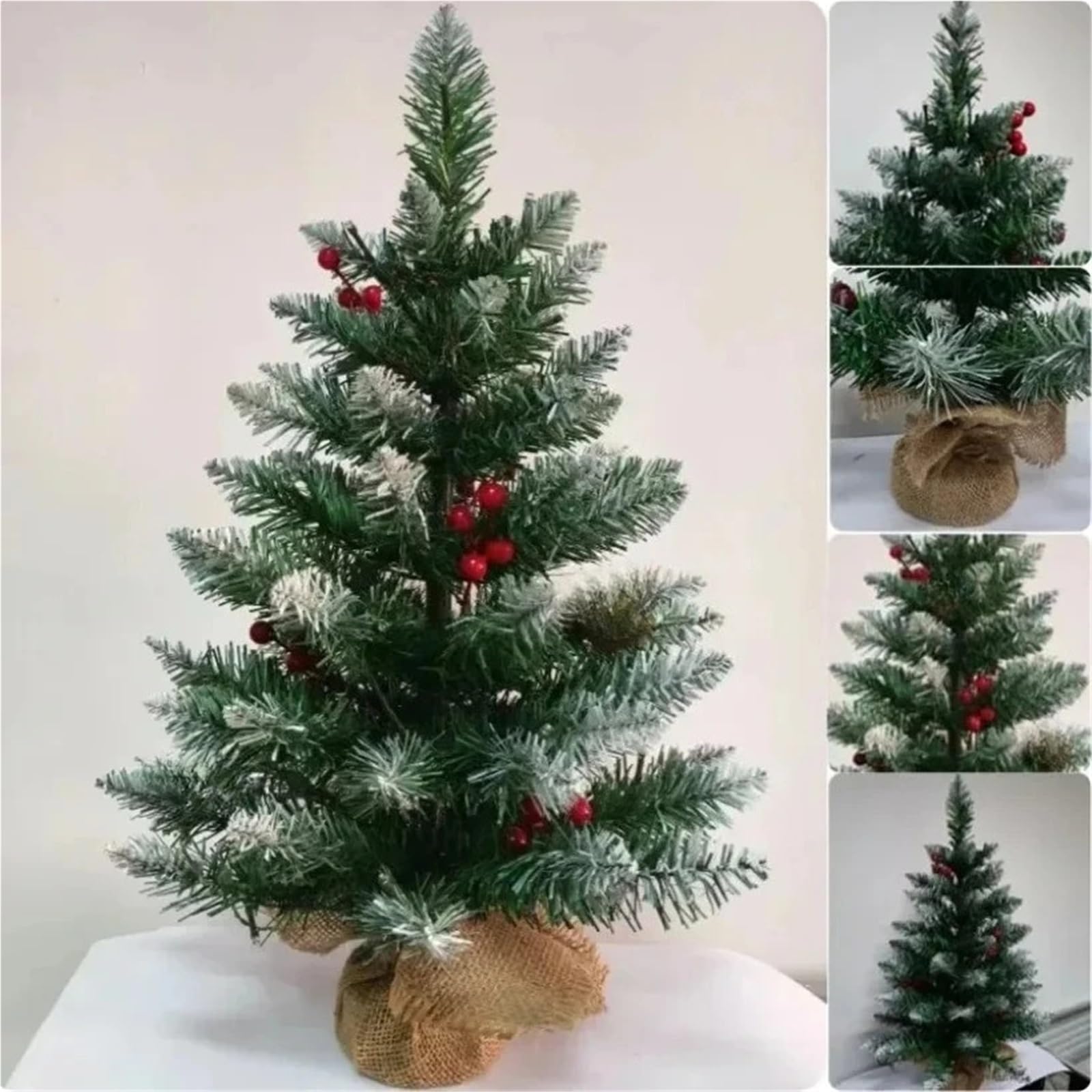 Mini albero di Natale artificiale, 45cm 60cm, decoro da tavolo PVC