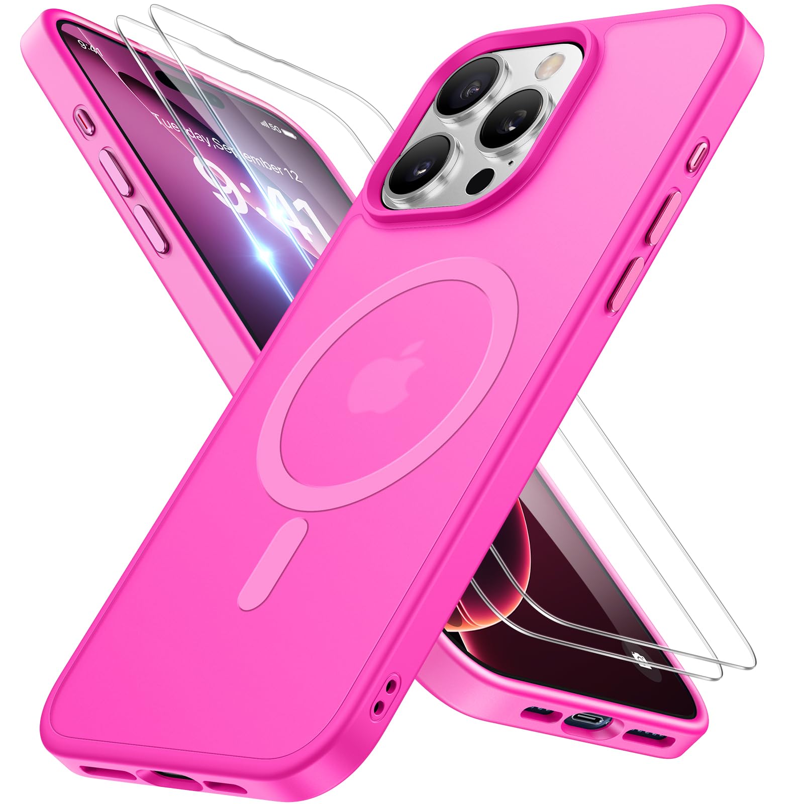Miracase Magnetisch für iPhone All Series Hülle mit Magsafe [TOP Militärschutz & Magnetkraft] Stoßfest Kratzfest mit Samtiger Haptik Extrem Langlebig Handyhülle für iPhone