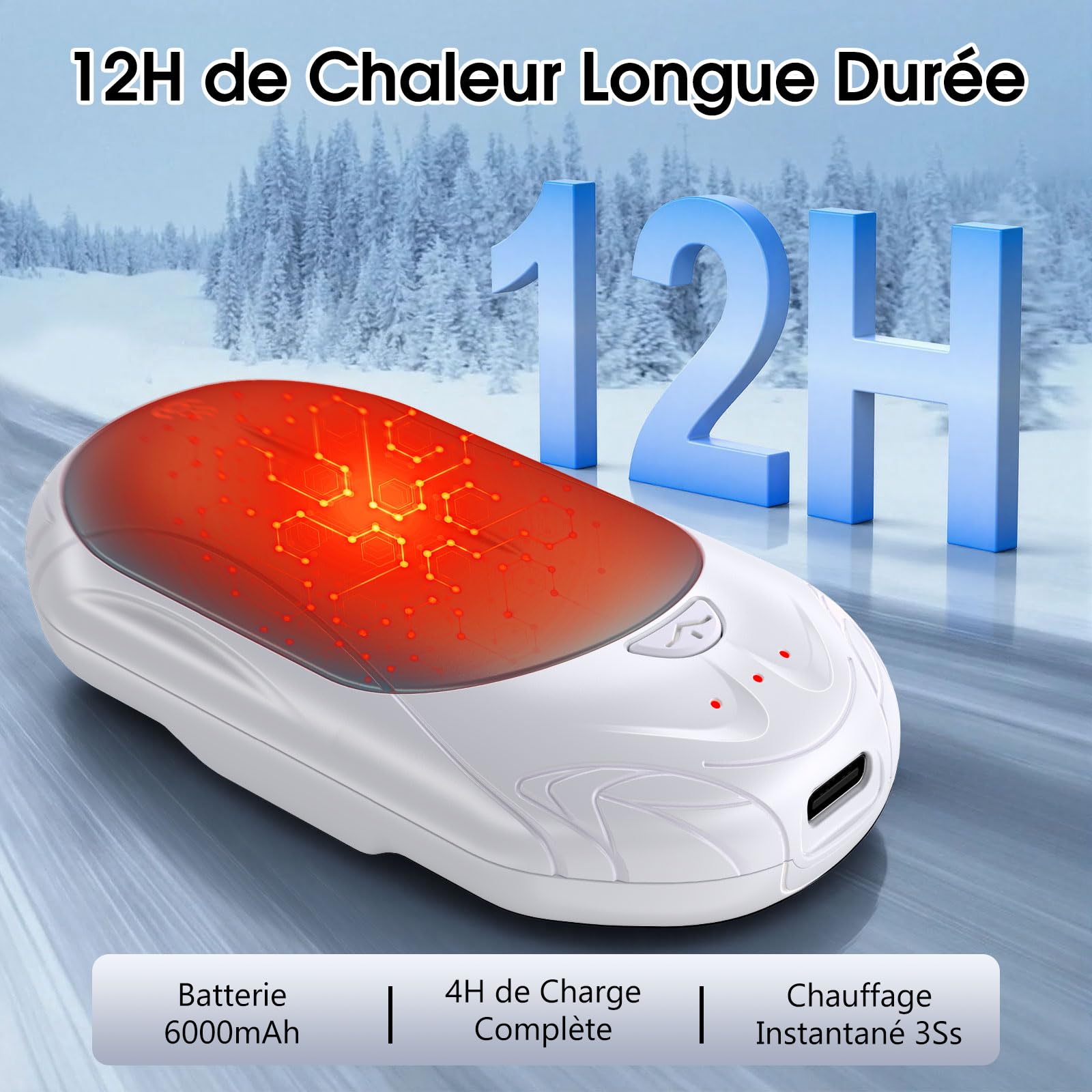 Chauffe-Mains Rechargeables, Mini Chauffe-Main Électrique Portable À 3 Vitesses Pour L'École Et
