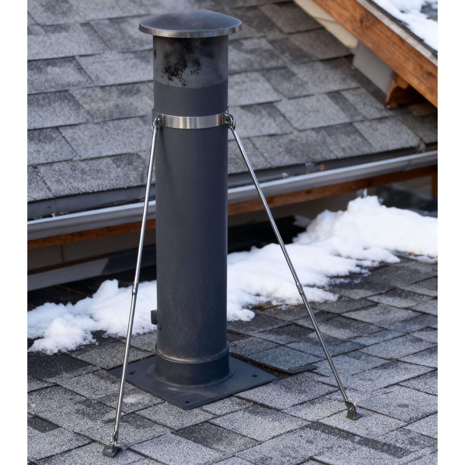 Support de tuyau de poêle extérieur anti-vent et neige en inox pour tube réglable
