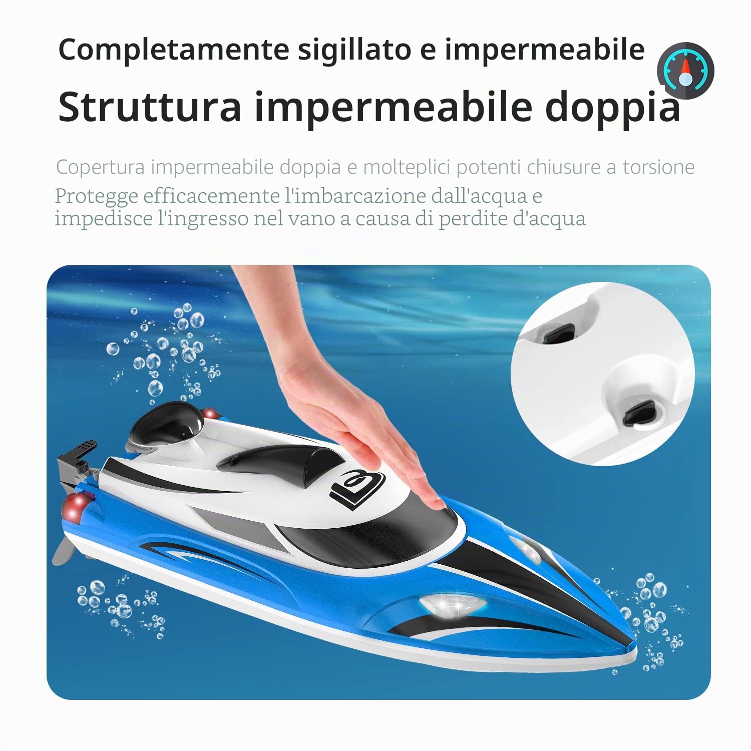 Motoscafo ad alta velocità Telecomando impermeabile Telecomando a bordo Modello di barca Giocattolo Modello di nave elettrica Yacht BLLRC L100 (Blu)