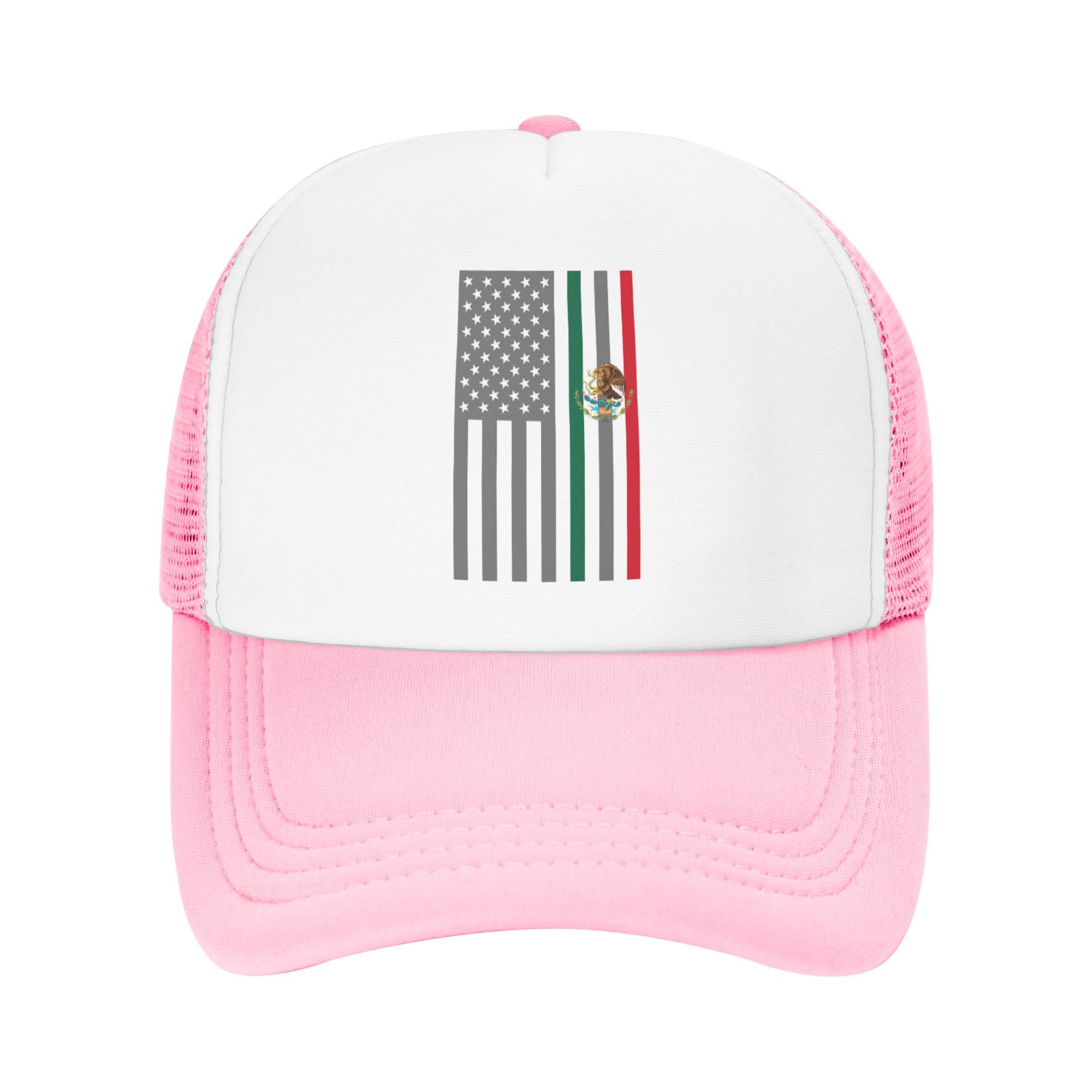 American Mexico Flag Lightweight Mesh Baseball Hat Fishing Sun Cap Outdoor Casual Cap Pink