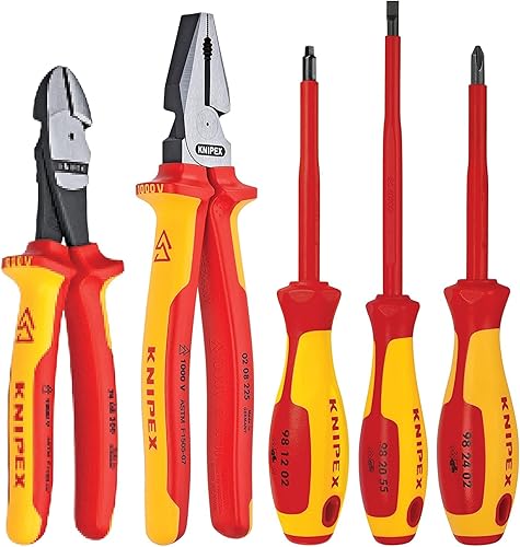 KNIPEX - 9K 98 98 21 US Knipex 989821US Juego de 5 alicates aislados de 1000 V y destornillador, color rojo