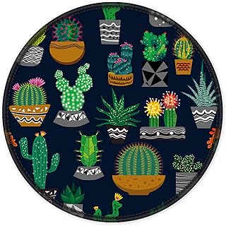 ITNRSIIET Mouse Pad, Cute Cactus with Black Design Round Mousepad. Customized Gaming Mousepads for Laptop and Computer. Cute Design Desk Accessories. Non-Slip, Stitched Edges, Waterproof