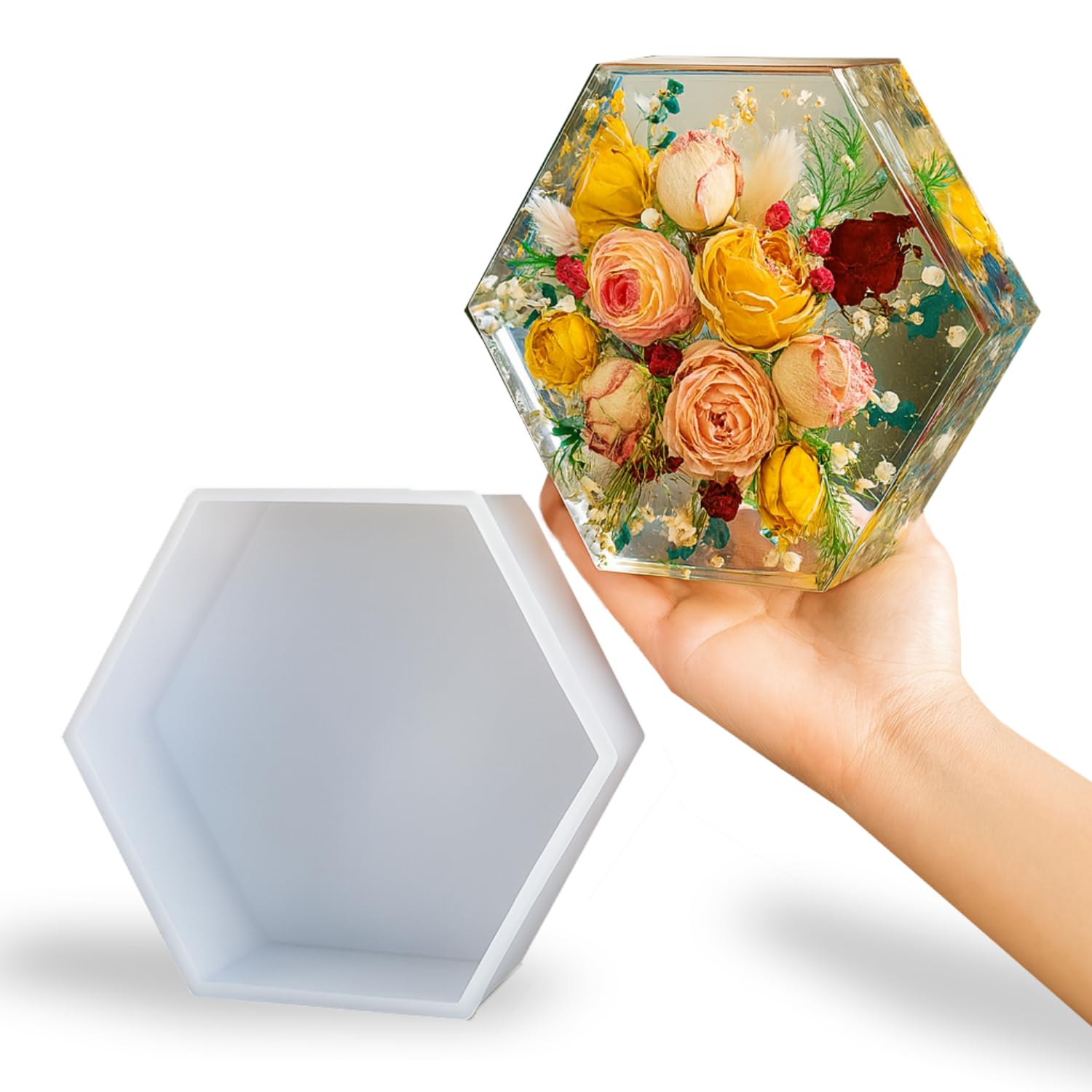 Oytra Resin Art Mould Hexagon Shape for Flower Preservation Silicone Mold DIY Art Craft Casting Home Decoration & Gift Making-image-12