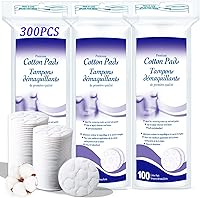 KUKEO 300 Count Organic Cotton Rounds - Lint-Free, Ultra-Soft Makeup Remover Pads for Sensitive Skin, 100% Pure Natural Facial Cleansing Pads