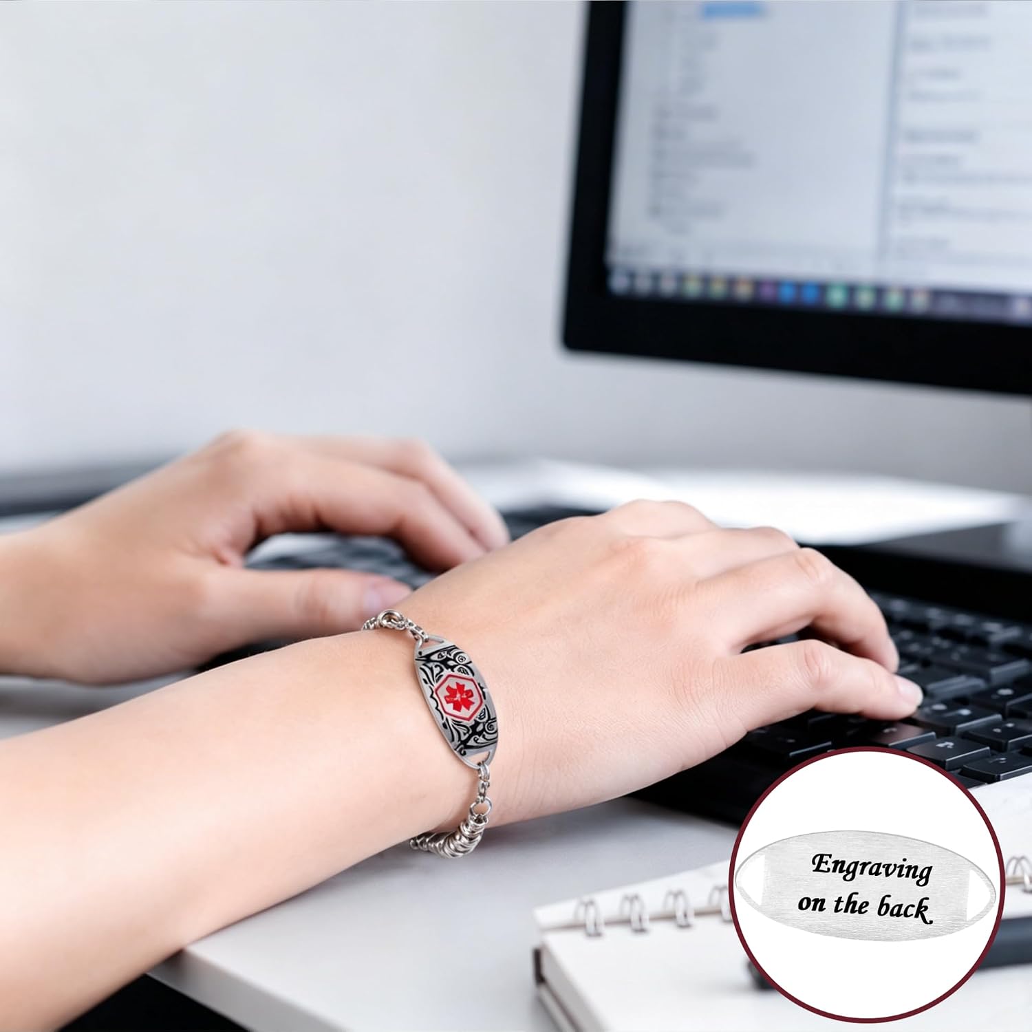 Fashionable Personalized Medical Bracelet – Laser Engraved Text OR Dynamic QR Code, 4 Adjustable Lobster Clasps, Durable Stainless Steel Emergency ID Accessory