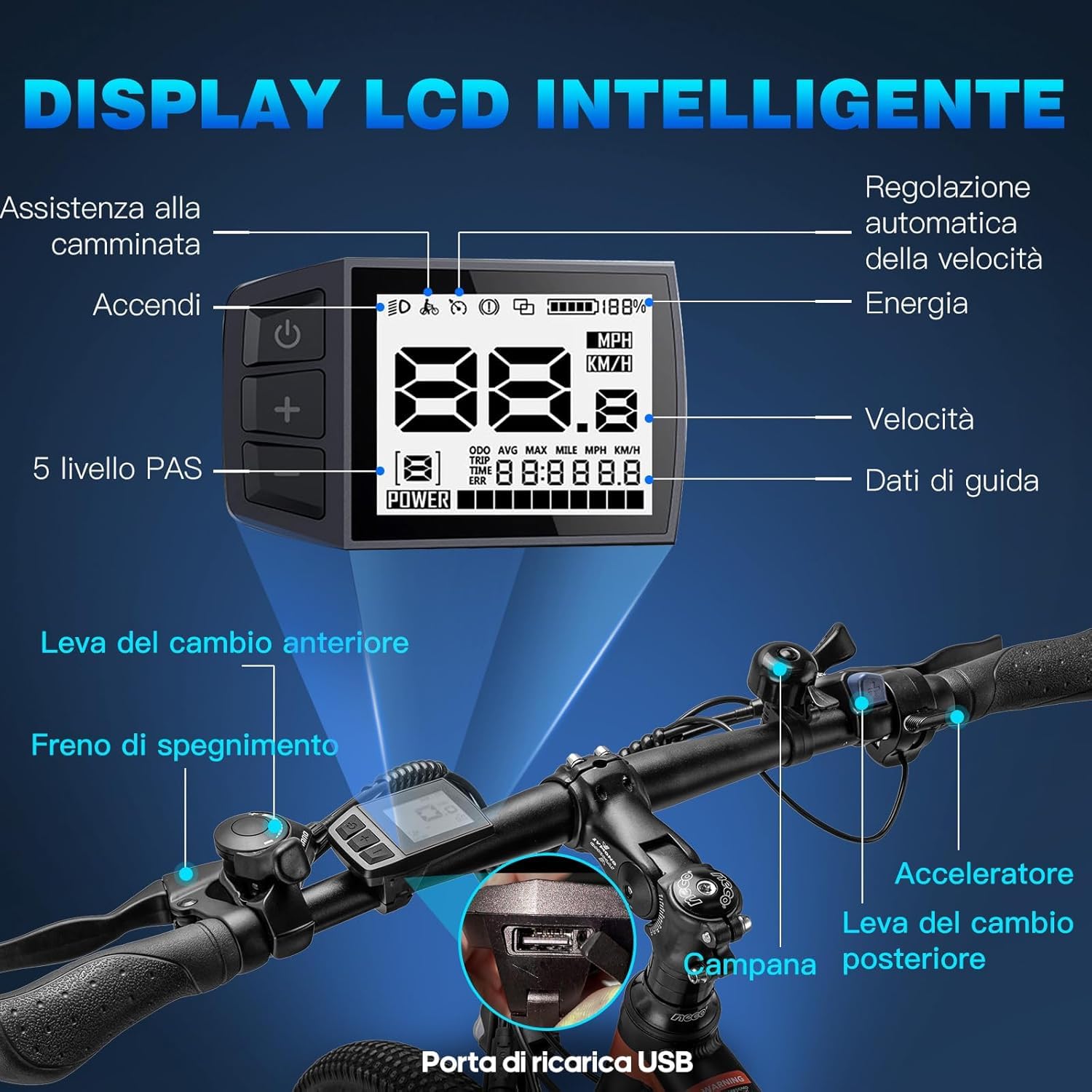 Fafrees Bici Elettrica 26" per Uomo Donna, 21 Velocità MTB da Città, 36V 13Ah 250W Ebike Pedalata Assistita fino a 100KM, Velocità Max 25KM/H,Hailong
