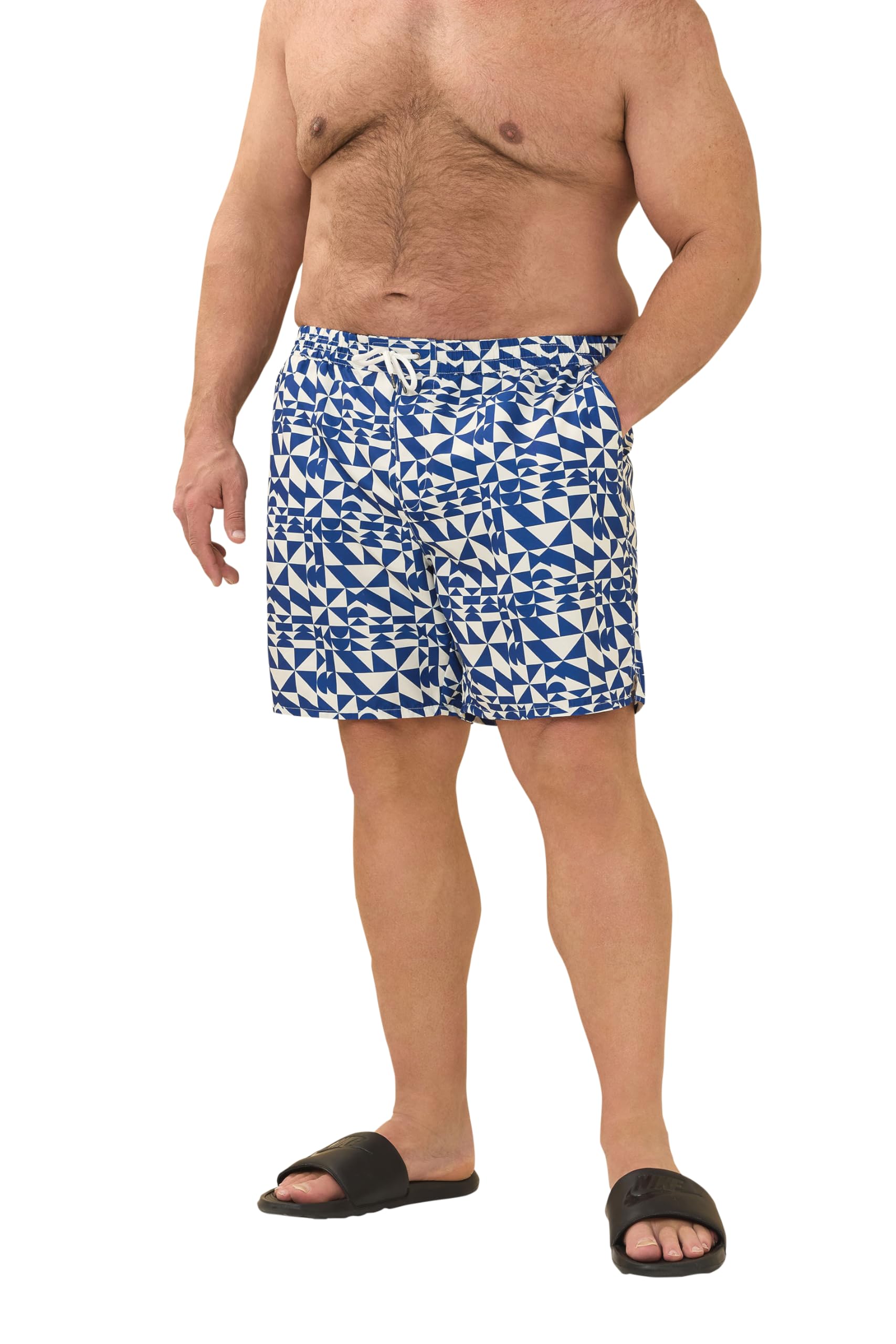 BadRhino Big & Tall Blue Abstract Swim Shorts - Men's - Plus Size Curve