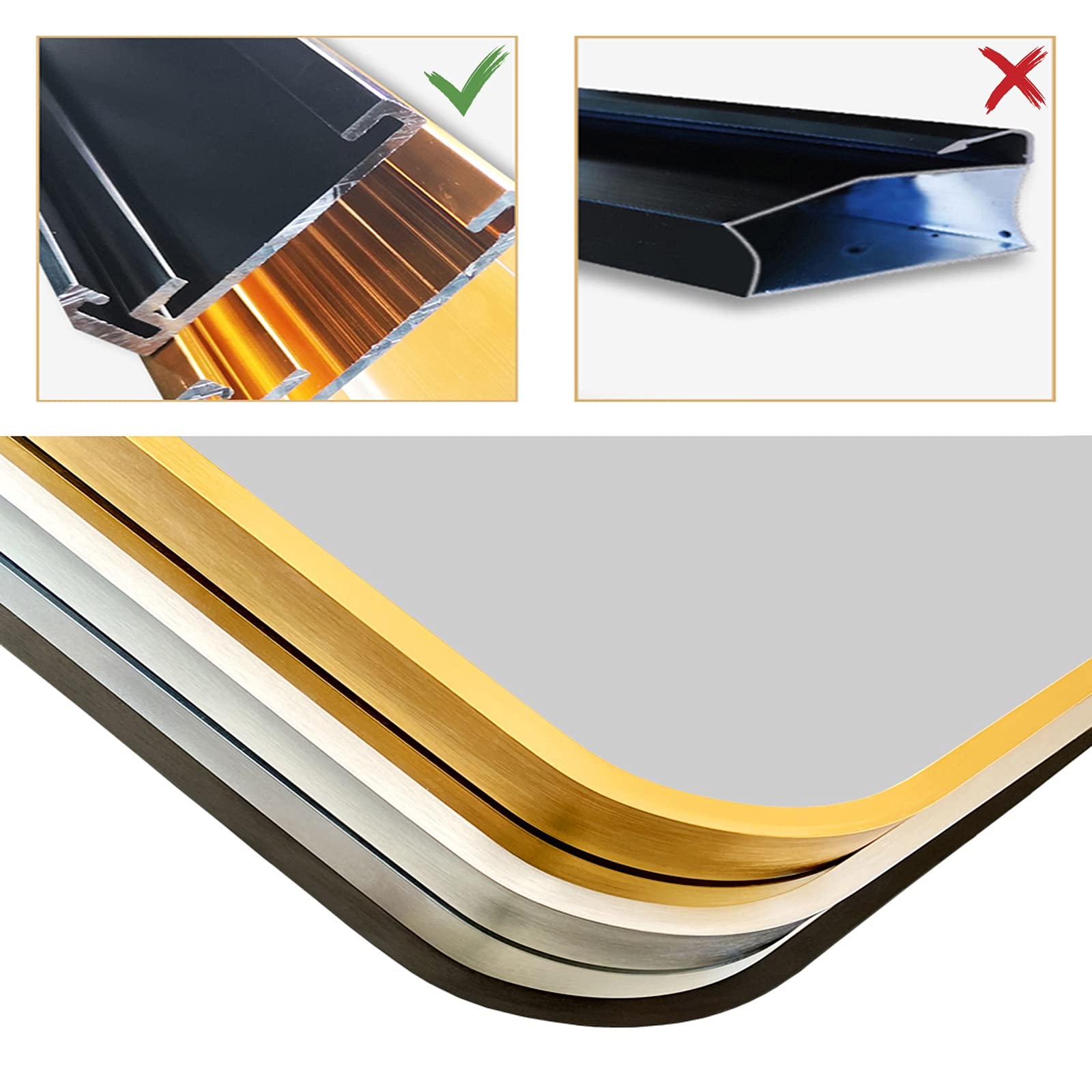 Specchio da Parete Rettangolare, Specchio da Bagno con Cornice in Metallo Nero 20"x 28", L'Arte della trafilatura Moderna, specchi da Parete Decorativi sospesi Verticali