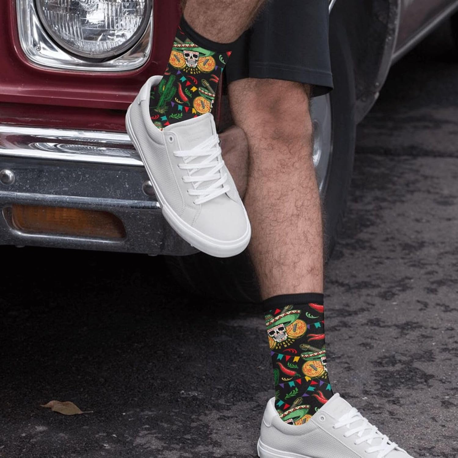 Jedenkuku Mexican Cinco De Mayo Skull Guitar Cactus Novelty Fun Crew Socks Fashion Comfortable Men'S And Women'S Crazy Dress Socks - Image 5