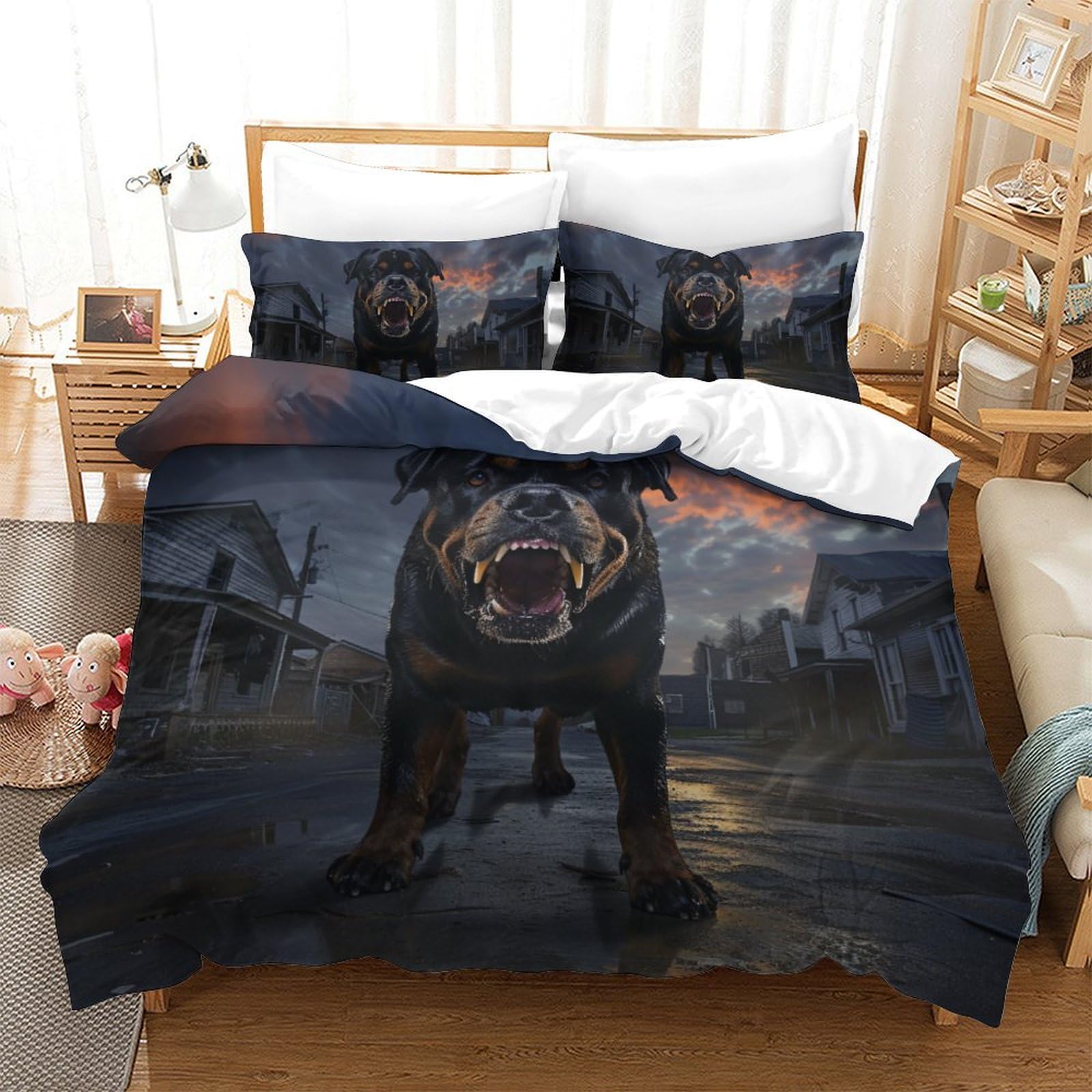 Housse de couette 200x200 chien anti-plis et respirante contre la chaleur