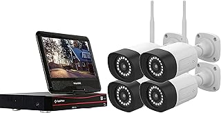 8CH Crystal Vision Floodlight & Two Way Audio, Panic Siren Button Kit (4X Floodlight Audio Camera)