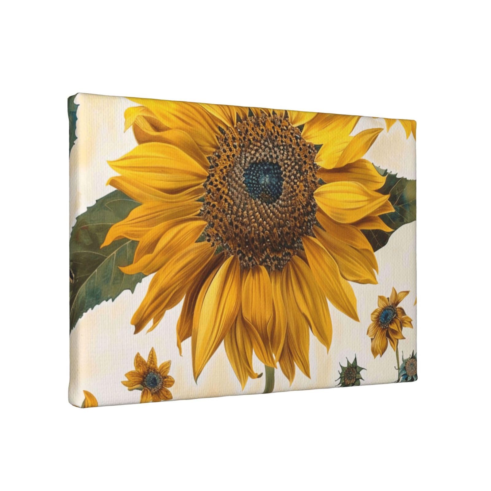 YKLJG Sunflowers Printed Wall Art Canvas Painting 30x20 CM Wooden Framed Picture Painting Artwork Prints for Bedroom Kitchen Home Office Decor