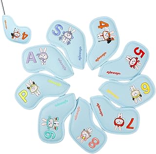 cabeça golfe,Coelhinho Bonito Desenha Couro PU Impermeável Ferro e Cunha Golf Driver Headcovers | 9 peças capas cabeça golfe Acessórios golfe cabem na maioria dos tacos Xinxi