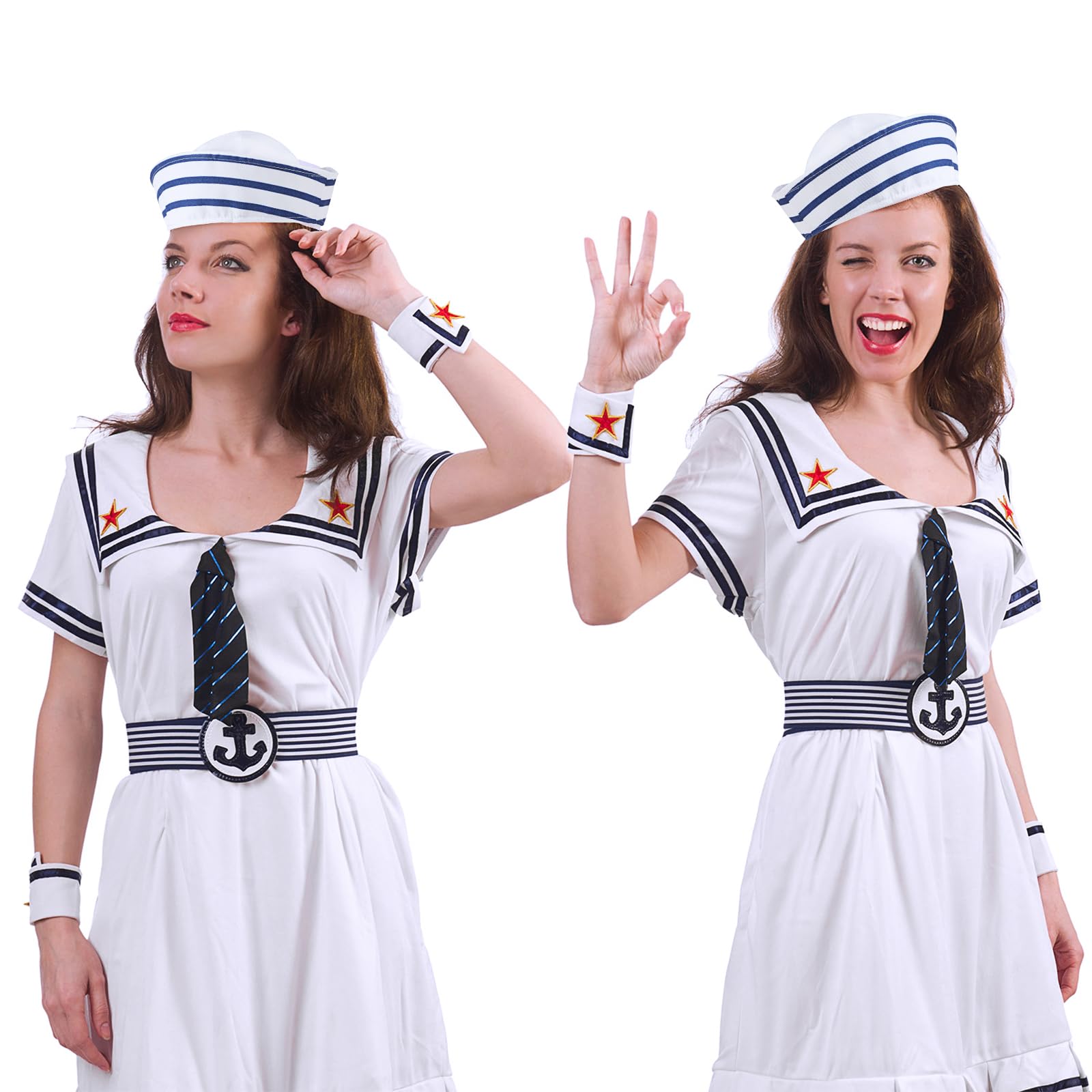 Boao Sombreros blancos de marinero, sombreros de capitán, velero, náutico, para mujeres y hombres, disfraz de Halloween y verano