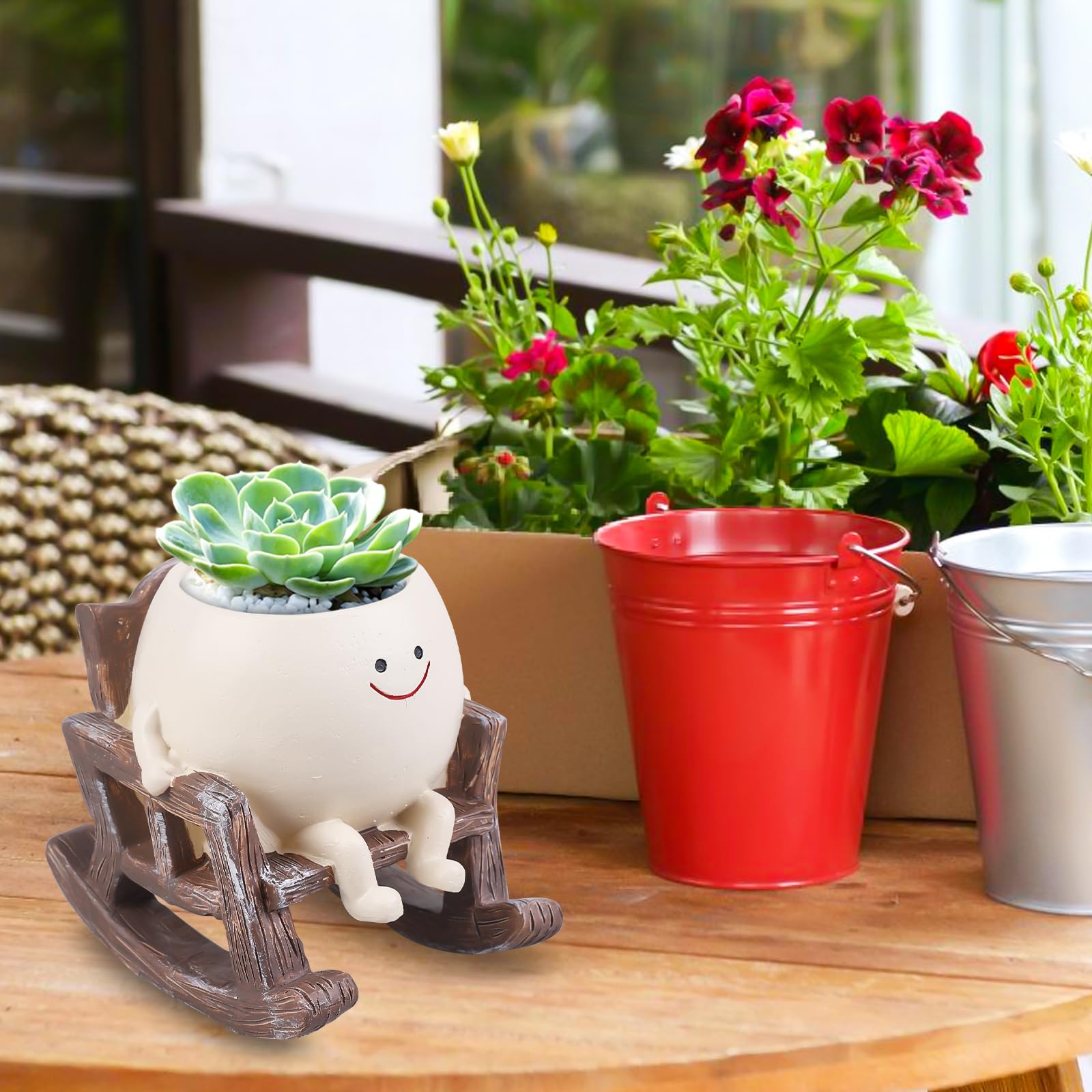 Fine Jade2 Pot De Fleurs à Suspendre Avec Visage Balançoire