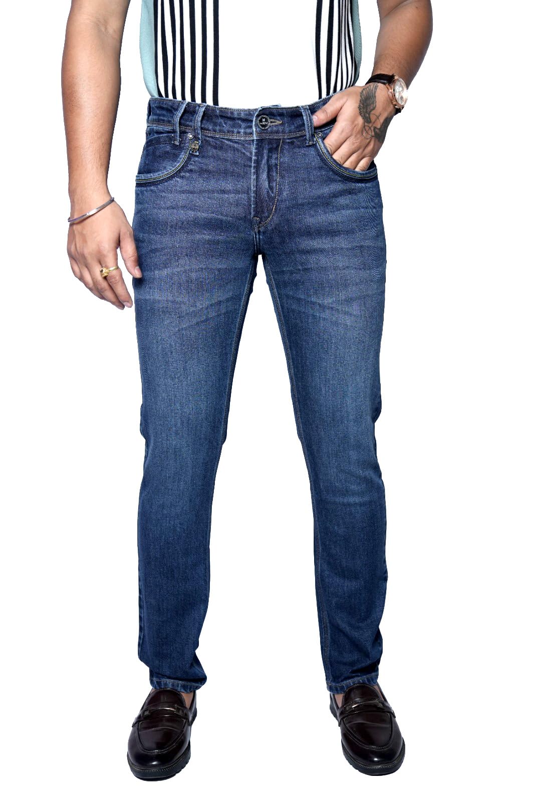 Men’s Straight Fit Jeans | Indigo Blue Denim Jeans for Men | Mid-Rise Regular Fit | Casual & Everyday Wear | Classic 5 Pocket Denim Pants